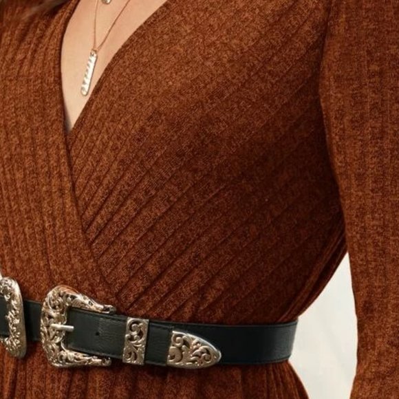 Brown Rib-Knit Sweater Dress in S and L - Picture 3 of 3